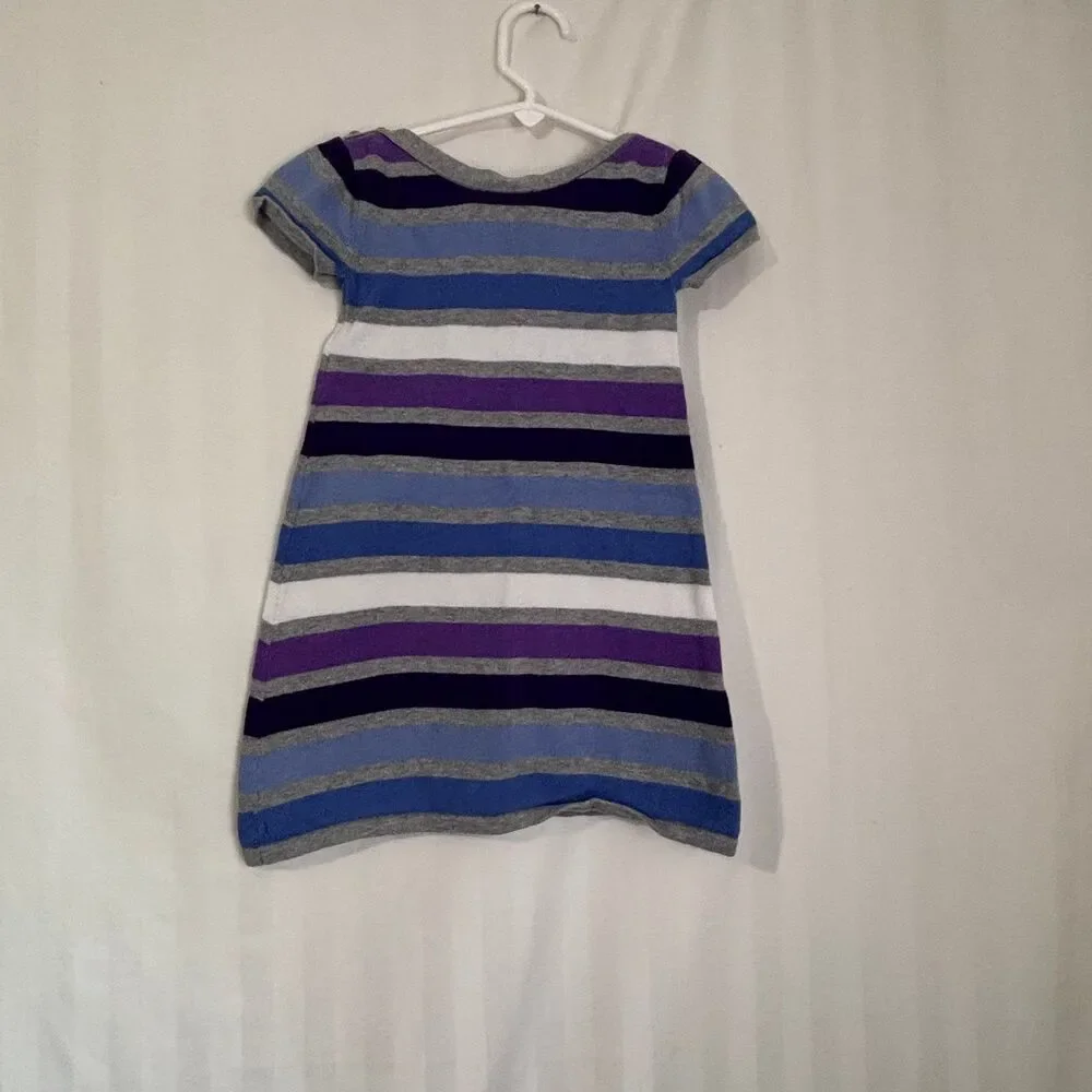The Childrens Place Girls Striped Sweater Dress Size XS 4 EUC Purple Blue - Picture 2 of 5